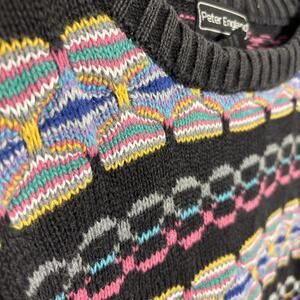 Vintage 90s Peter England Multicolor Geometric Pattern Crewneck Sweater Large